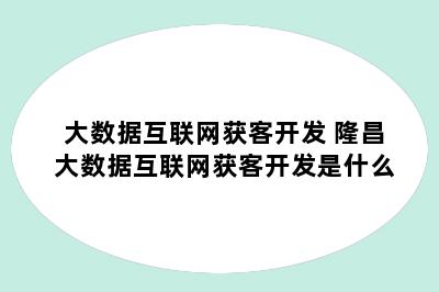 大数据互联网获客开发 隆昌大数据互联网获客开发是什么